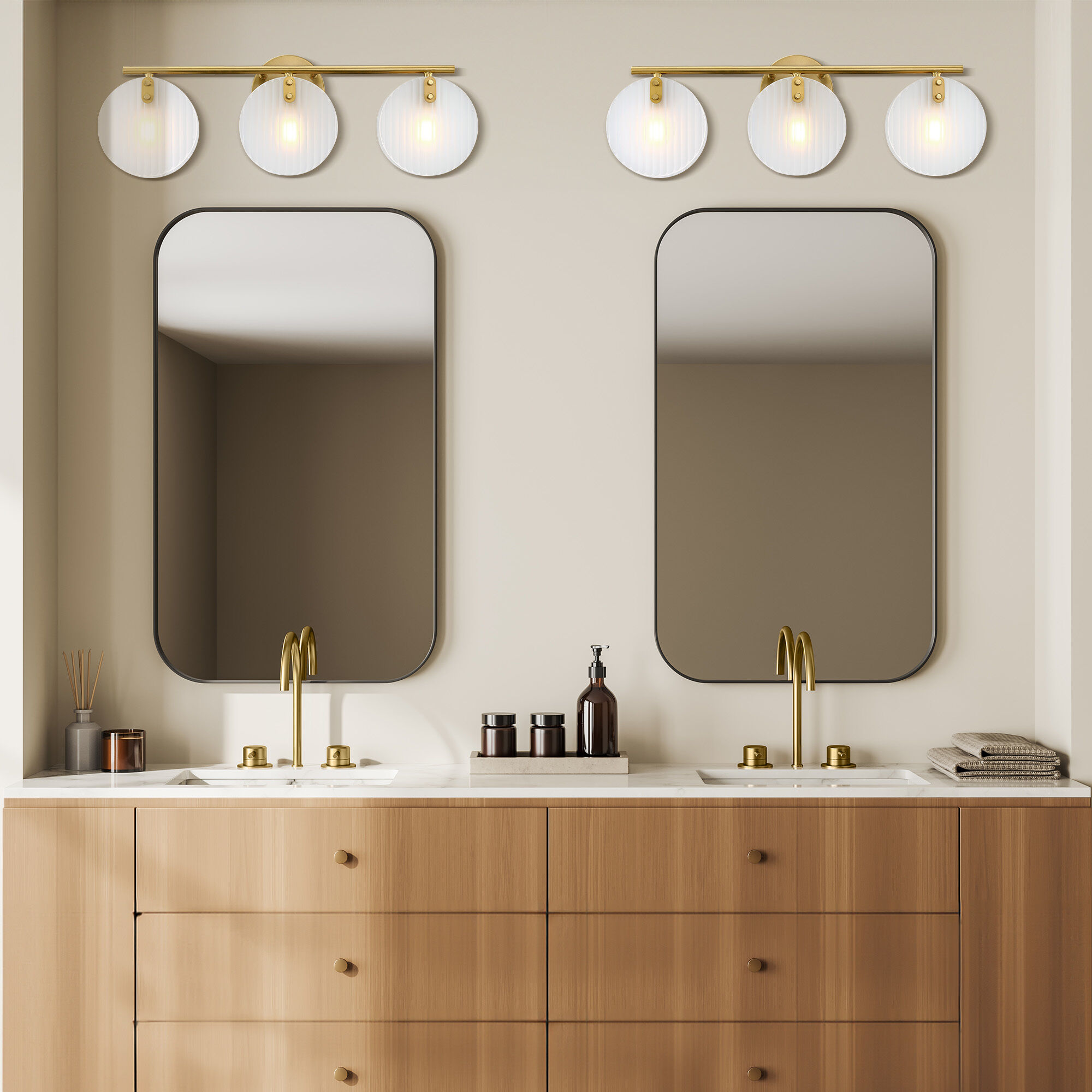 Sky Fall 3 Light 25 inch Brushed Gold Vanity Light Wall Light